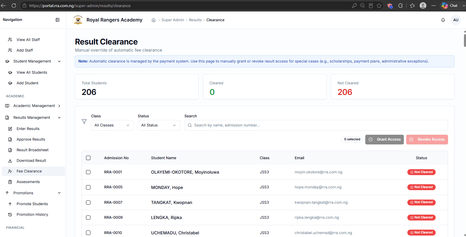 Parent Portal Dashboard